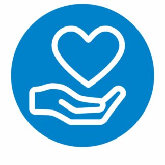 Donate icon. A hand with a heart shape above the palm.